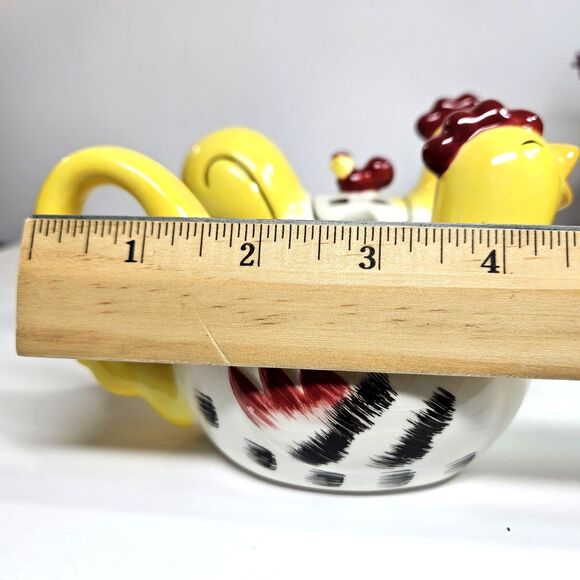 Vtg Country Roosters Creamer & Sugar Bowl Set by Chestnut Creek Chickens Yellow - Picture 10 of 12